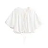 Z Estilo Europeu e Americano Transfronteiriço 2026 Novo Modelo Elegante Feminino Solto Decote V Amarração Frontal Popeline Estilo Balão Blusa 5029069