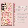 Estuche de teléfono de lujo de nicho, artículo popular de celebridad de internet, estampado de leopardo salvaje, flor rosa acuarela, apto para Samsung S24 Ultra, funda de película