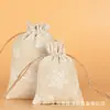 Suministro de Fábrica Transfronterizo Cuerda de Cáñamo Navideña Bolsa de Tela de Algodón Joyería Juguete Cultural Regalo Bolsa para Dulces Bolsa Decorativa Navideña