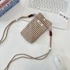 54113 Bolsa Xadrez para Celular Bolsa de Armazenamento de Miudezas Caminhada Chave Troco Cartão Bolsa Pequena de Tecido para Carregar na Mão Bolsa para Celular