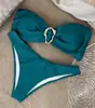 Bikini Negro Sexy de Color Sólido para Playa Traje de Baño Vacaciones Estilo Europeo y Americano Traje de Baño para Aguas Termales Bikini de Tubo para Mujer Verano