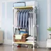 Armario Sencillo de Tela con Tubos de Acero Engrosados y Reforzados, Armario Grande Individual/Doble para Almacenamiento en Dormitorio de Casa o Alquiler