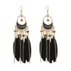 Pendientes Largos de Plumas Bohemios Transfronterizos Cadena Vintage Viaje Vacaciones Pendientes Joyería al por Mayor Pendientes Exagerados