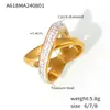 Anillo de diamantes en forma de X con personalidad simple, de venta caliente transfronteriza, estilo europeo y americano, diseño geométrico irregular, acero de titanio chapado en oro de 18 quilates.