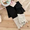 Leggings para meninas, novos estilos de primavera e outono, calças estilo meia com babados para crianças, design patchwork, acabamento em renda estilo coreano, calças cropped para bebê