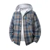 2026 Nueva Camisa de Manga Larga a Cuadros Transfronteriza para Hombre, Moda Tendencia Casual Holgada con Capucha para Hombre