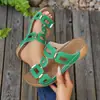 Zapatillas planas con hebilla de talla grande para exportación europea y americana para mujer 2025 verano nuevas sandalias de playa transfronterizas de punta abierta
