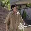 Polo retro japonés para hombre verano moderno marca diseño nicho holgado casual bolsillo cuello manga corta camiseta