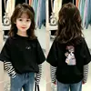 Nueva colección de otoño 2026: Camiseta elegante y moderna de manga larga a rayas para niñas, hecha de algodón puro, adecuada para niños mayores