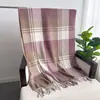 Nuevo Chal Bufanda Caliente a Cuadros Imitación Cachemir Europeo y Americano Unisex Moda Otoño e Invierno Bufanda de Borlas Versátil