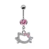 Novo Anel de Umbigo Colorido com Zircônia Aço Inoxidável Ponta Dupla Coração Strass Piercing de Umbigo Body Piercing Anel de Mamilo 24H em Estoque