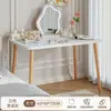 Tocador para habitación de niñas, escritorio simple, mesa pequeña para computadora, tocador para casa de alquiler, tocador estilo crema