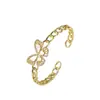 Pulseira Borboleta de Cobre com Microincrustação Moda Transfronteiriça Ouro 18K Versátil Tendência Feminina Design de Nicho Pulseira Aberta