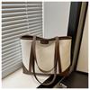 Outono Grande Capacidade Fashionável Simples Costura Têxtil Feminino para o Trabalho Têxtil Portátil Simples Bolsa Tote de Ombro Grande