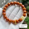 Pulsera de Queso con Cabeza de Mono Tallada con Corazón de Marfil Nogal Pequeño Círculo Único Pulsera de Cuentas Budistas para Hombres para Mujeres