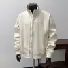 Nova Jaqueta Piloto Coach Masculina de Outono com Pregas, Proteção Tripla, Gola Alta, Tamanho Plus, Cor Sólida, Casaco Versátil
