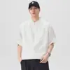 Camisa de linho sintético para homens, camisa branca de manga curta, jaqueta casual de verão estilo chinês em imitação de algodão e linho, blusa masculina de manga três quartos