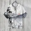 Camisa POLO de Lino para Hombre Más Vendida en el Sudeste Asiático Camisa Hawaiana de Punto Medio de 3 Botones Estilo Japonés Estilo Harajuku Estilo Holgado