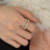 Anillo Exquisito y de Lujo de Doble Capa para Mujer, Irregular Ondulado Elegante Perla Popular Nuevo Estilo Anillo Abierto Anillo para Dedo Índice Moderno