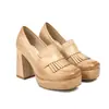 Nuevos zapatos de punta cuadrada de boca poco profunda de una sola capa para primavera y otoño, zapatos de moda con borlas, plataforma de tacón alto grueso 40-43 talla grande, zapatos de comercio exterior