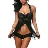 Lingerie de Pescoço Feminina Europeia e Americana Comércio Exterior Multicor Renda Sexy Camisola Transparente Tamanho Plus Decote Profundo Pijama Vermelho