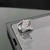 Anel Borboleta de Cristal Gradual Novo Coreano Design de Nicho Cool e Doce Elegante Gotejamento de Óleo Pérola Anel Aberto