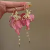 Pendientes de Borla Floral Perla Estilo Hada de Primavera, Diseño Nicho, Delicados y Suaves, Accesorios de Oreja Estilo Skateboard con Sensación de Alta Gama y Estilo Versátil