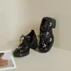 Zapatos de Cuero de Suela Gruesa para Mujer 2026 Primavera/Verano Nuevos Dulces y Frescos que Aumentan la Altura Estilo Británico Mary Jane Mocasines Franceses de Mariposa