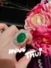 Juego de Joyería de Noche Jardín Real Esmeralda Piedra Preciosa Flor Enredadera Collar Bolsa de Frutas Color Jade Pulsera