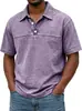 Comercio exterior transfronterizo sitio independiente de Amazon Y2 nueva moda masculina color liso retro manga corta cuello camisero polo para hombre