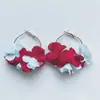Estilo K de Flor de Tela Geométrica Fresca Hecha a Mano Pendientes de Aleación Pendientes de Aro Grandes para Mujeres Accesorios de Fábrica de Origen Pendientes