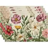 Manteles Individuales Florales de Lino de Venta Caliente Transfronterizos para Primavera y Verano, Tapetes Rectangulares Estilo Occidental Estampados con Aislamiento Térmico, Manteles de Mesa, Tapetes para Platos al por Mayor