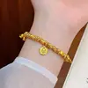 Novo Método Antigo Chinês Ouro de Areia Lírio do Vale Flor Strass Amarelo Deus da Riqueza Lingotes Pulseira Enrolada à Mão Pulseira Transmissão Ao Vivo Fonte de Mercadorias Atacado