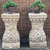 Suporte de Flores Esculpido em Pedra Antiga Jade Branco Pátio Antigo Jardim Chinês Suporte Antigo Conjunto de Flores e Bonsais Mesa Pedra Tronco Mesa de Chá