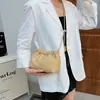 2023 Nova Bolsa Nuvem Plissada Contas Douradas Corrente de Metal Cor Sólida PU Bolsa Feminina Bolsa de Ombro Bolsa Transversal Estilo Chanel