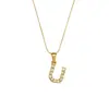 Joyería de Colgante de Moda Versátil Popular Transfronteriza Europea y Americana Acero Inoxidable Chapado en Oro de 18K Cadena de Serpiente Fina Collar de Letra de Circón