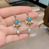 Pendientes de Borla Corta de Cristal de Gama Alta de Nicho, Pendientes de Moda Versátiles Exquisitos Retro Estilo Palacio para Mujer