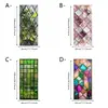 Película Electrostática Escarchada Forma de Diamante con Cuadrícula Verde Degradado Geométrico Pegatina para Ventanas de Vidrio para Ventanas y Paredes del Hogar