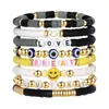 Producto de gran venta transfronteriza: Accesorios de Arcilla Suave Cara Sonriente Ojo del Diablo, Cuentas Pequeñas de Arroz, Cuentas Doradas CCB, Pulsera Elástica de Amistad