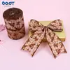 Cinta de cuadros con estampado de osito de peluche marrón con lazo, empaque floral, materiales para manualidades, venta al por mayor desde el fabricante