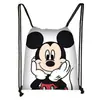 Mochila Nueva de Dibujo con Cordón Estampado Colorido de Mickey Poliéster Gran Capacidad Moderna con Cordón para Niños Venta al por Mayor Caliente