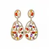 Pendientes Huecos Ovalados de Zirconia Plata Aguja Lujo Ligero, Estilo Corte Vintage, Artesanía Exquisita, Pendientes de Gama Alta para Mujer