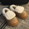 Zapatillas de Algodón Retro de Marca de Moda con Lengüeta Grande para Mujer, para Casa y Exteriores en Invierno, Suela Gruesa, Antideslizantes, Cálidas, Zapatillas de Algodón Peludo