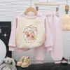 Conjunto de Moletom Huamian Processado e Personalizado para Crianças Outono e Inverno Forrado com Fleece Espessado Quente Meninos e Meninas Combinando Cores Conjunto de Duas Peças