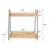 Estante de Almacenamiento de Encimera de Hierro y Madera de 2 Niveles Estante de Almacenamiento de Madera Maciza Estante Multicapa para Especias Estante Multiusos para Cosméticos