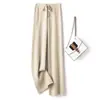 Pantalones de punto de lana para mujer, pierna ancha, engrosados para otoño e invierno, con caída fluida, blancos, de cintura alta, pierna recta, hasta el suelo, corte holgado y diseñados para usar como prenda exterior