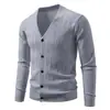 Exportación Transfronteriza Nuevo Suéter de Punto Casual para Hombre Moda Retorcido Holgado Cuello en V Chaqueta Cardigan Top para Hombre