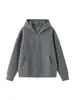 Chamarra con capucha de corte holgado para mujer, nueva colección otoño/invierno 2026, casual, minimalista, versátil, con doble cremallera