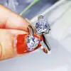 Comercio electrónico transfronterizo nuevo micro-amor circonita incrustada forma de corazón collar pendientes collar anillo conjunto de joyería