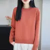 Camiseta base de punto grueso de algodón puro negro para mujer, suéter de cuello redondo estilo francés, nuevo modelo 2026, holgado, casual, top cálido
